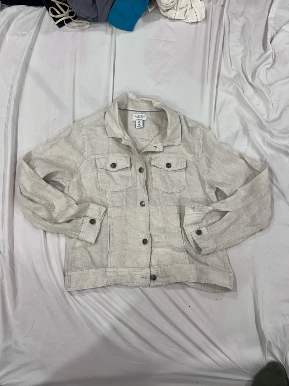 Jones New York Cream Button-Up Jean Jacket